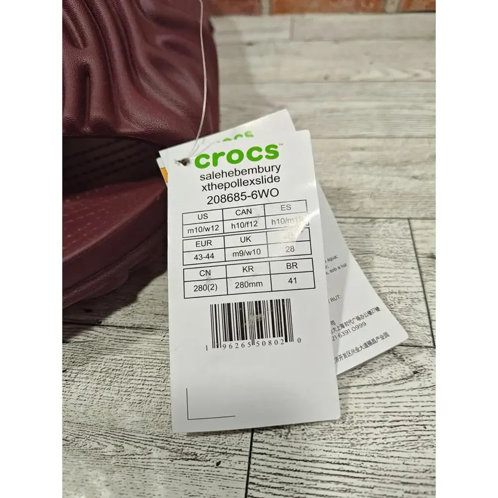 Crocs Salehe Bembury X The Pollex Slides Men's 10 Women's 12 Huckle NWT